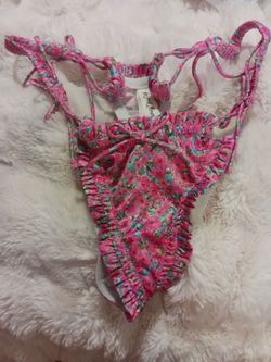 Flowers and bows thong sz s