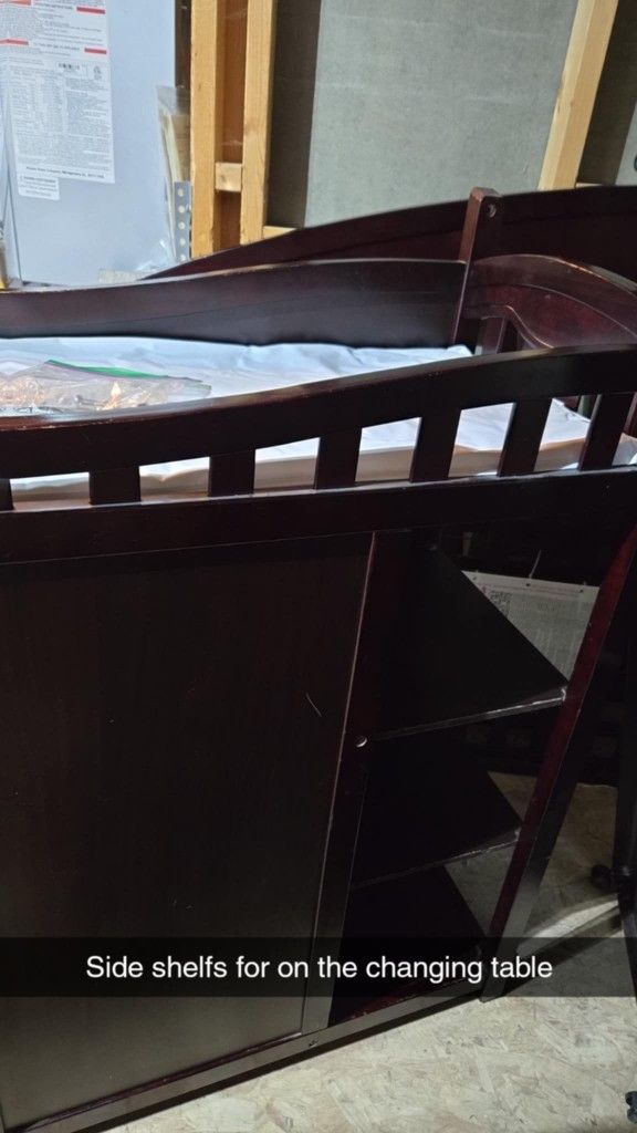 Baby Crib with Attached Changing Table