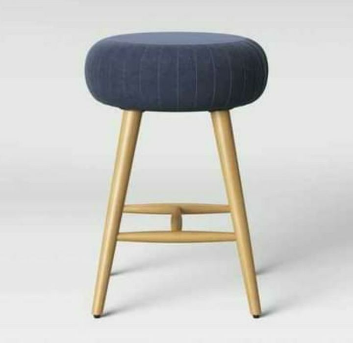 Bebbia Pleated Velvet Counter Height Barstool Blue - Opalhouse