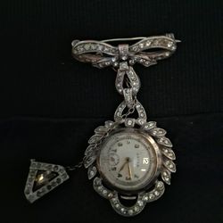 Early Sterling Brooch Watch