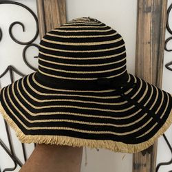 Stripped Sun Hat W/Bow