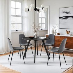 Modern Dining Table + 4 Upholstered Chairs – Like New