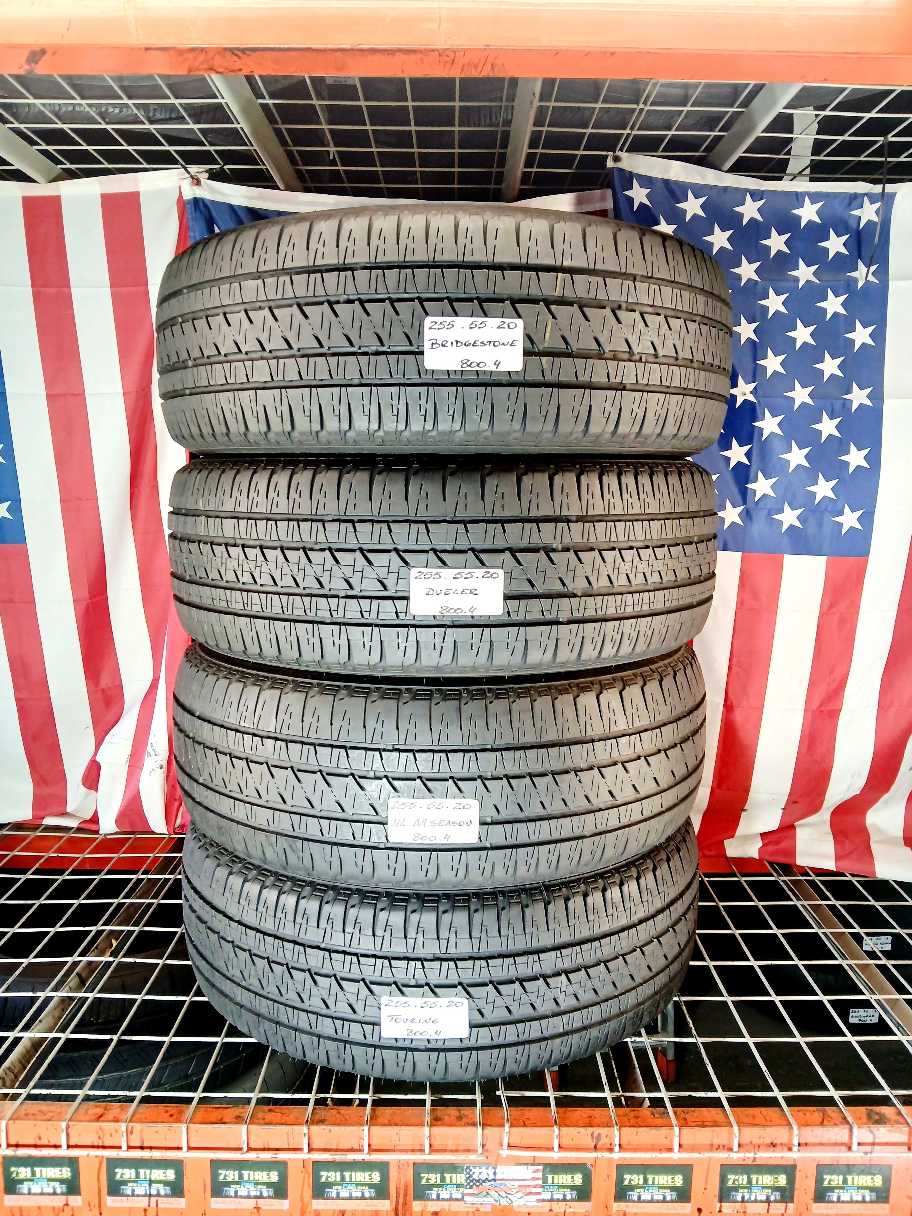 255/55R20 BRIDGESTONE DUELER H/L ALL SEASON TOURING ALL SEASON 255/55R20 LIKE NEW OEM FACTORY REPLACEMENT TAKE-OFF USED TIRES TRUCK SUV 255 55 20