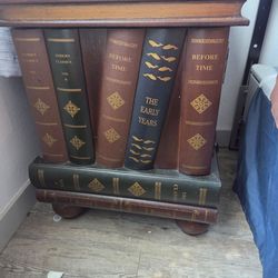 Faux book shelf end table and half round table