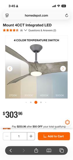 Zephyr 52 in. Smart Indoor/Outdoor Graphite/ Weathered Wood Standard Ceiling Fan Downrod Mount 4CCT Integrated LED Ceiling fan