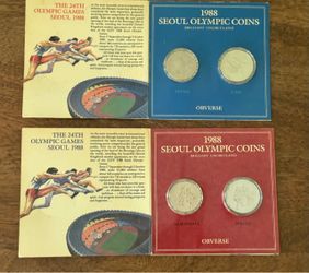 Lot of 2: 1988 Seoul Olympic Commemorative Coin Sets - Brilliant Uncirculated