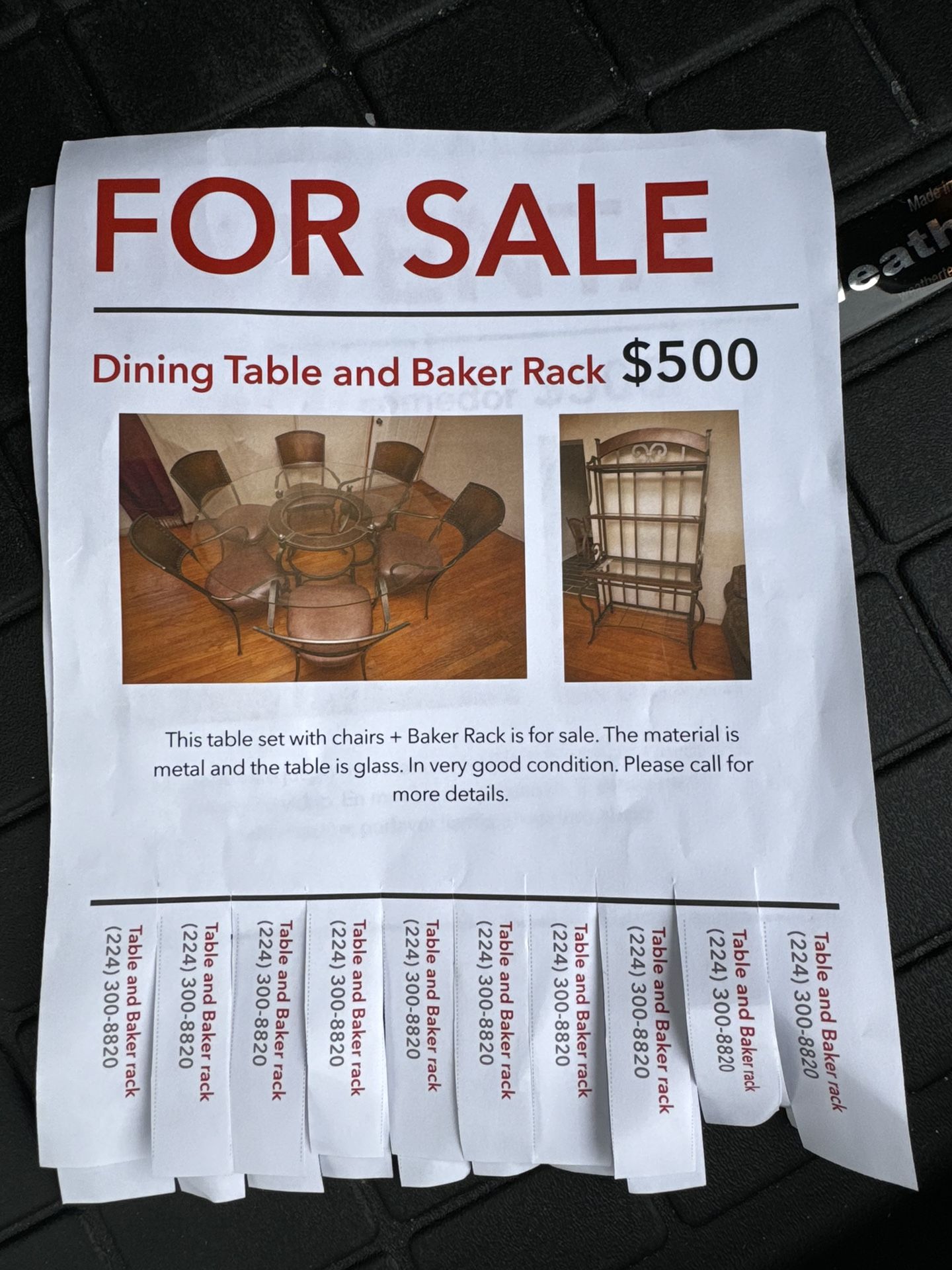 Dinner Table and Baker Rack