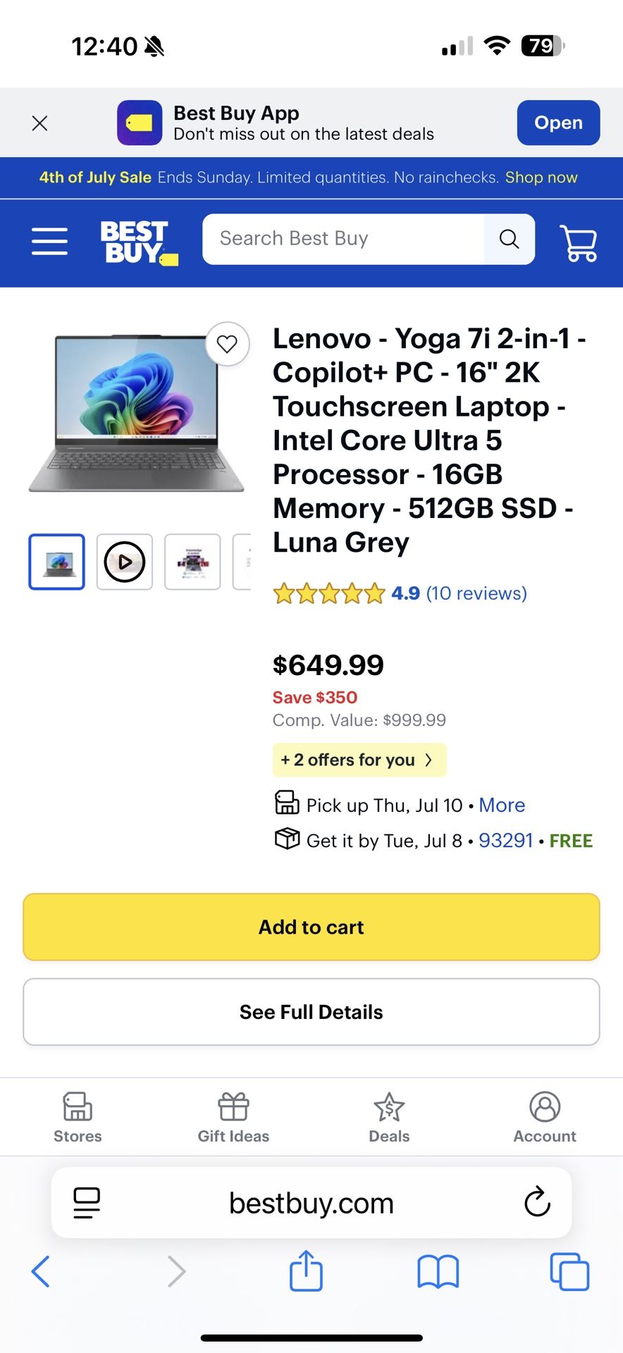 Lenovo Yoga Convertible Laptop