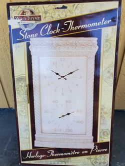 Wild Thyme Stone Clock Thermometer