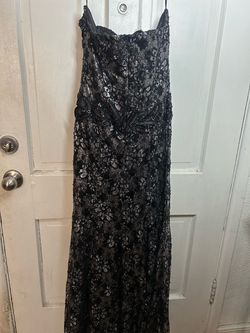 Black Sequin Floral Formal Gown size M