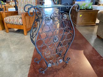 Curling Metal Glass Top Grape Wine Storage Table