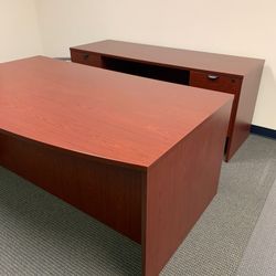 Last One! 🔥Elegant Matching Desk And Credenza Office Furniture 