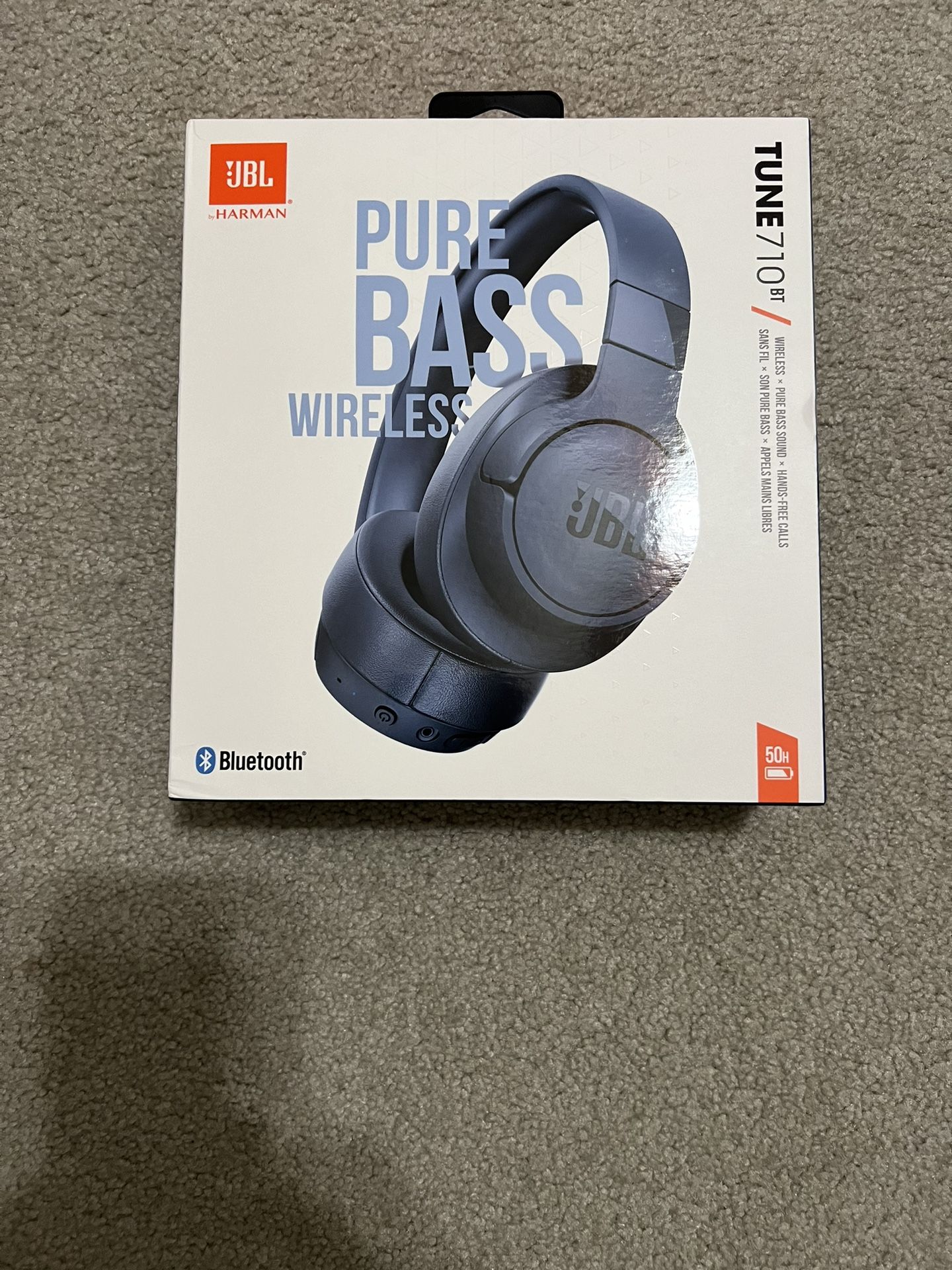Brand New JBL Tune 710BT Wireless Over-Ear Headphones - Bluetooth Headphones with Microphone, 50H Battery, Hands-Free Calls, Portable (Blue)