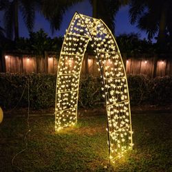 Warm White chasing Flower style LED Christmas Arch / Wedding Arch 7.5'Ft Tall X 5FT wide 