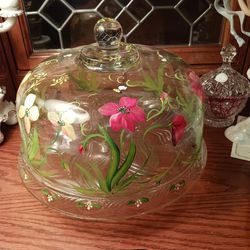 Super NICE  VINTAGE  ALL GLASS  CAKE DISH  PERFECT CONDITION 