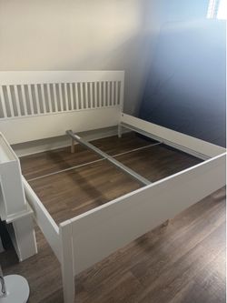 Ikea IDANÄS Bed frame, white/Luröy, King including new slated bed base