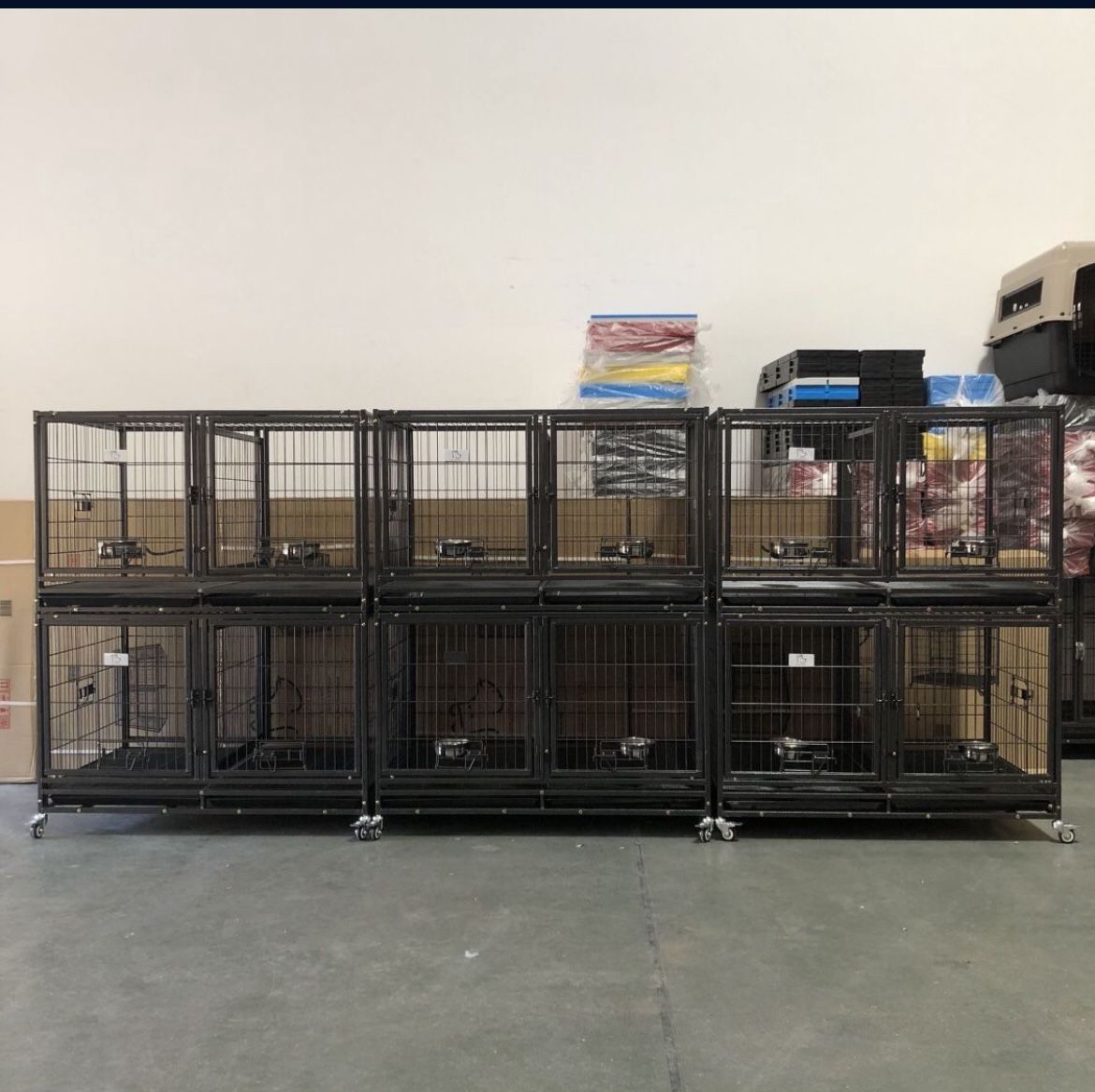 Set Of Brand New Stackable 43” Dog Kennel 