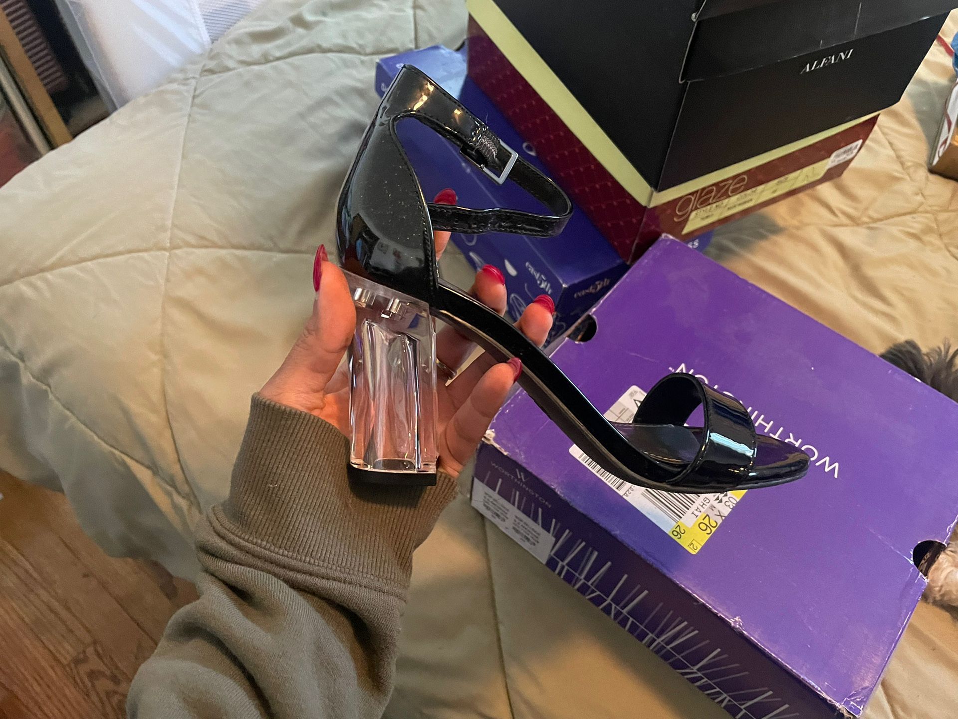 Black Shoes With Clear Block Heel