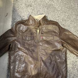 Levi's Men’s  Bomber Jacket Faux Leather Sherpa Lined Zip Up Size L