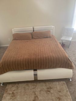 White Faux Leather King Bed Frame