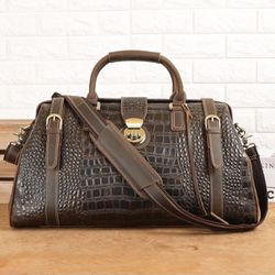 21" Vintage Cowhide Leather Weekender Travel Overnight Luggage Stylish Duffel Bag