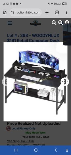 WOODYNLUX 39" Computer Desk w/ Hutch | Gaming Desk | Metal Frame Storage