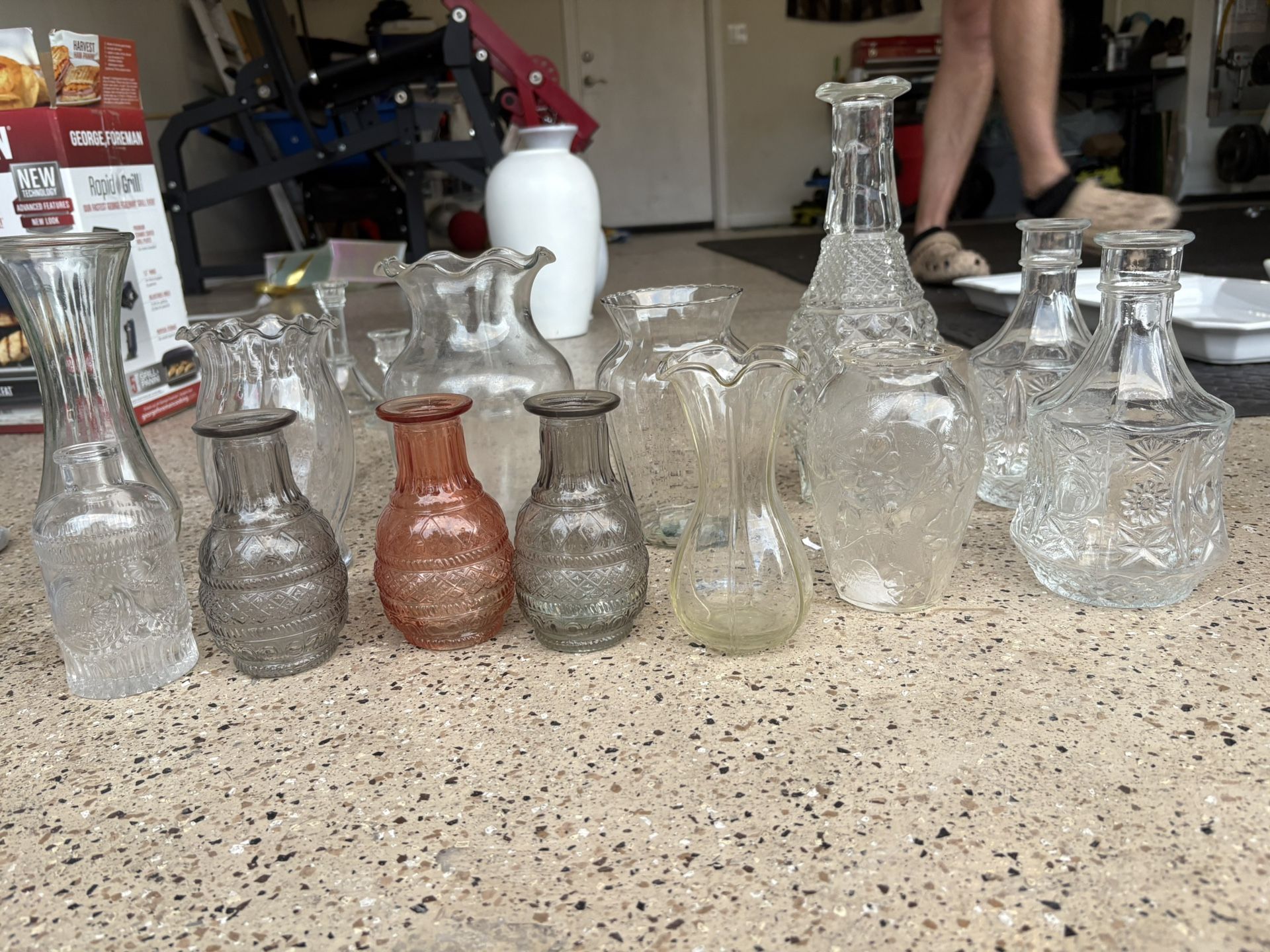 Lot of 17 Vintage & Modern Glass Vases – Wedding/Event Decor