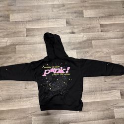 Sp5der Men's Hoodie Size Medium P*NK Black