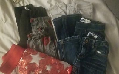 Girls sz 8 Clothing lot Jean's pants leggings skirt