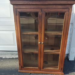 Pinewood cabinet rustic glass doors