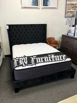 New Queen bed frame with mattress