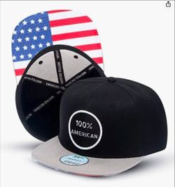 Flat-Brim Baseball Cap ~ 100% American Front/U.S. Flag Underneath ~ Snapback by Moteq Designs • Clothing Accessories, Caps, Hats, Baseball Caps Flat