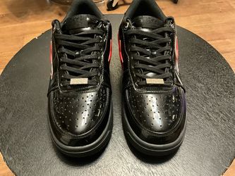 A Bathing Ape BAPE STA Low Shark Black Red Patent Leather Sneakers WGM Size 10