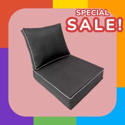 1 Pc Contrast Piped Trim Medium 24x26x6 Deep Seat Back Cushion Slip Cover Set Color: AD-003 | Deep Seat Cushion Set | Insert & Covers