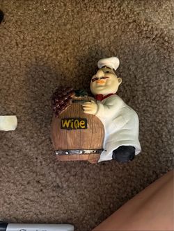 Fat Chef Wine Barrel Resin Figurine
