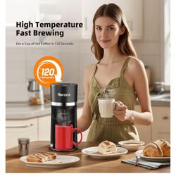 5-4 Single Serve Coffee Maker, One Cup Coffee Machine with Fast Brew, Descaling Reminder and Water Window