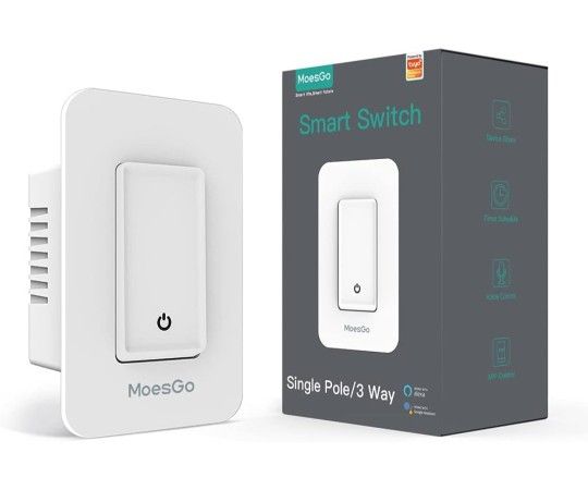 MoesGo 3 Way WiFi Smart Light Switch Neutral Wire Needed, 2.4GHz Wi-Fi Light Switch, Compatible with Alexa and Google Home, Control from Anywhere