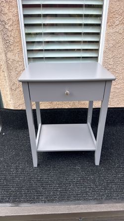 Side table, nightstand with drawer, grey, new