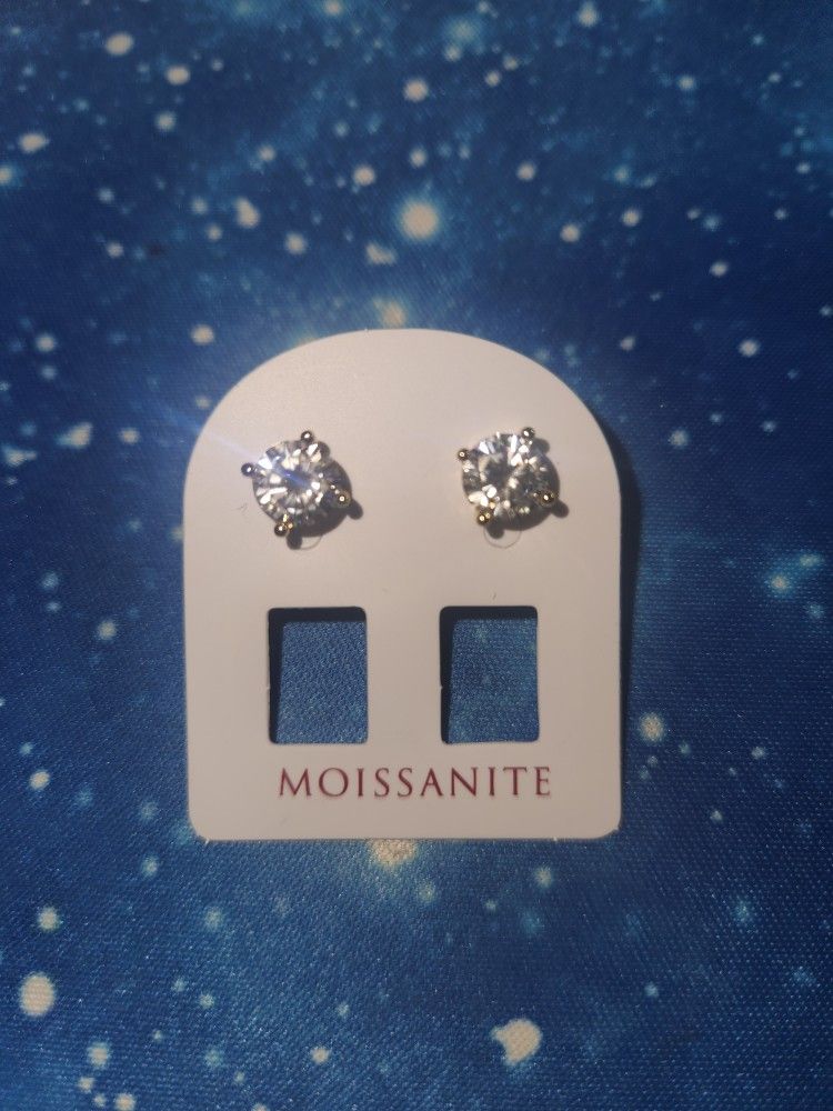 New Gold Over SS925 Moissanite Earrings 4ctw