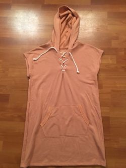 Brand new size large blush colored sweatshirt with hood.
