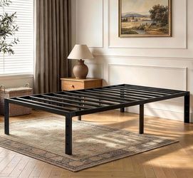 14" Twin Bed Frame Sturdy Metal Platform Twin Size Bedframe
