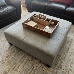 Gray Ottoman With Storage Inside 