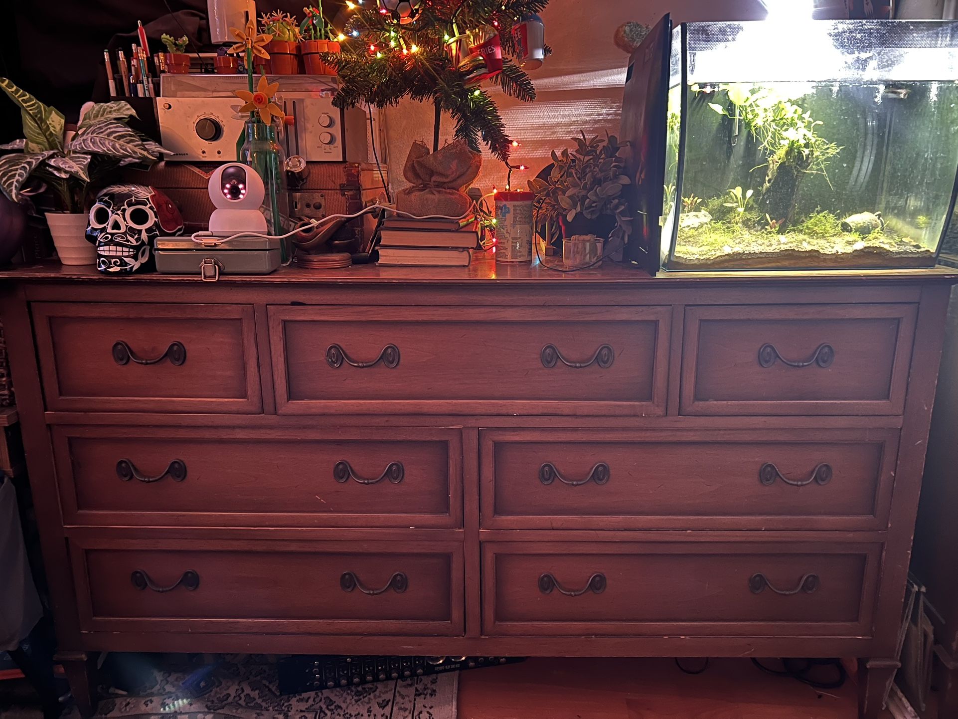 Wood Dresser  with Metal Handles 