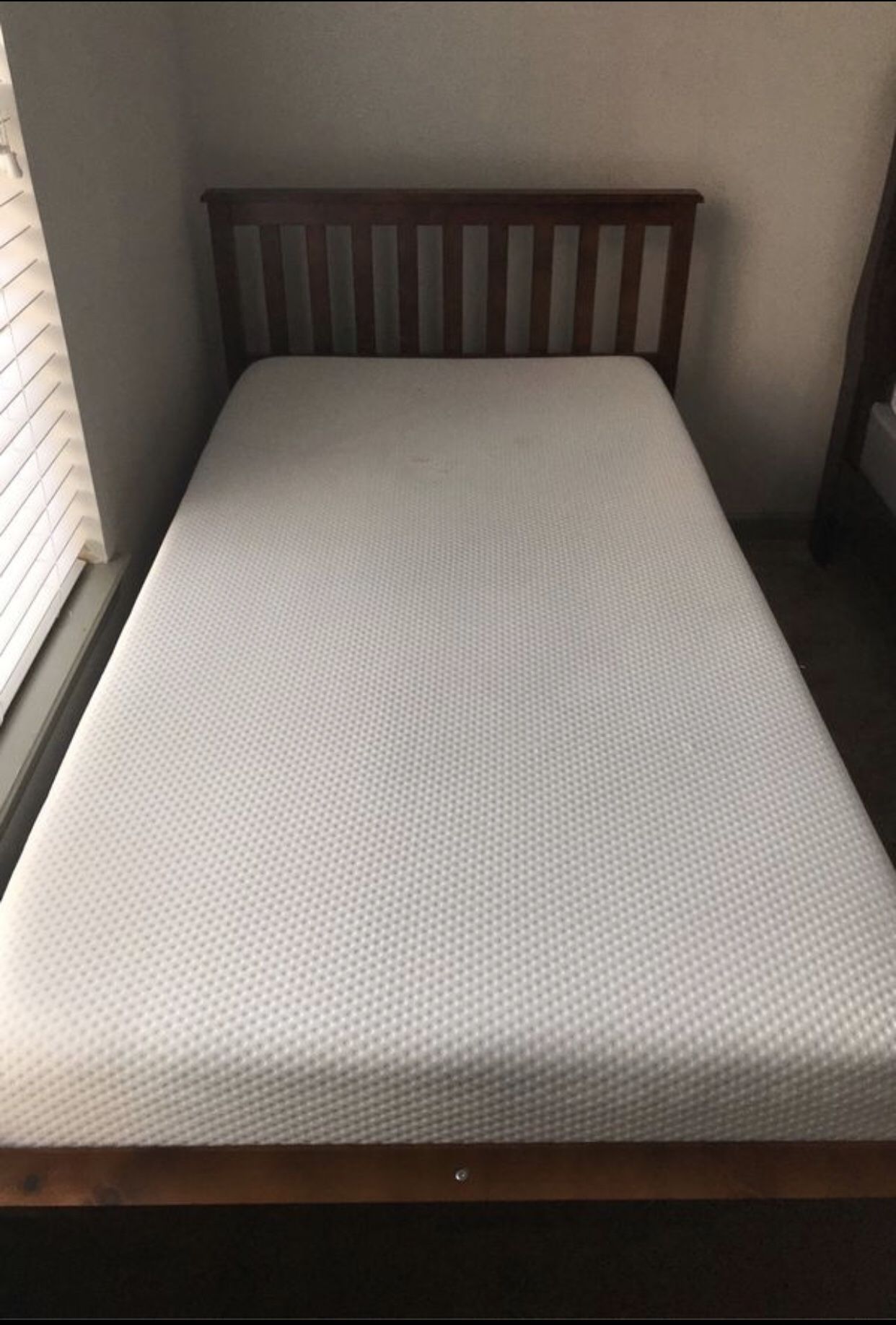 Twin size bed frame with memory foam mattress
