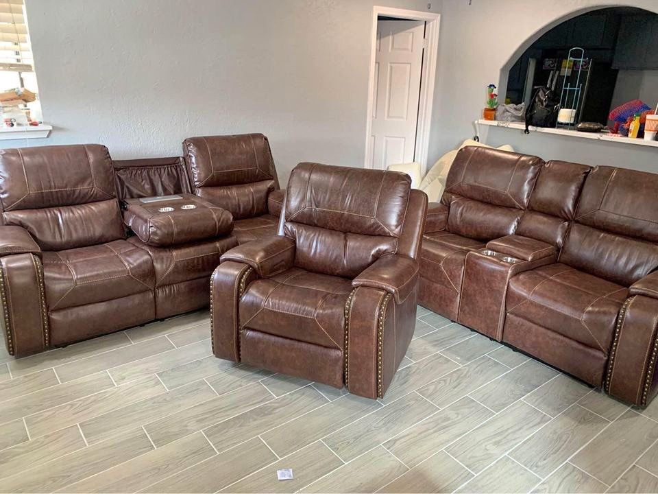 Leather Recliner Livingroom Set