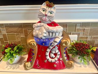 Vintage Art Deco Rossi Cat Queen Ceramic Cookie Jar