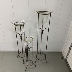 Set of 3 Decorative Vase Flower Stands 