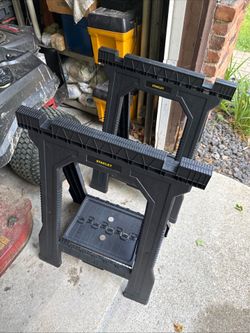 Durable 31 in. Plastic Folding Sawhorse (Set of 2) - Heavy-Duty Support NEW