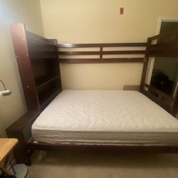 Cherry Wood Bunk Bed Frame – Twin Over Full (Mattress Not Included)