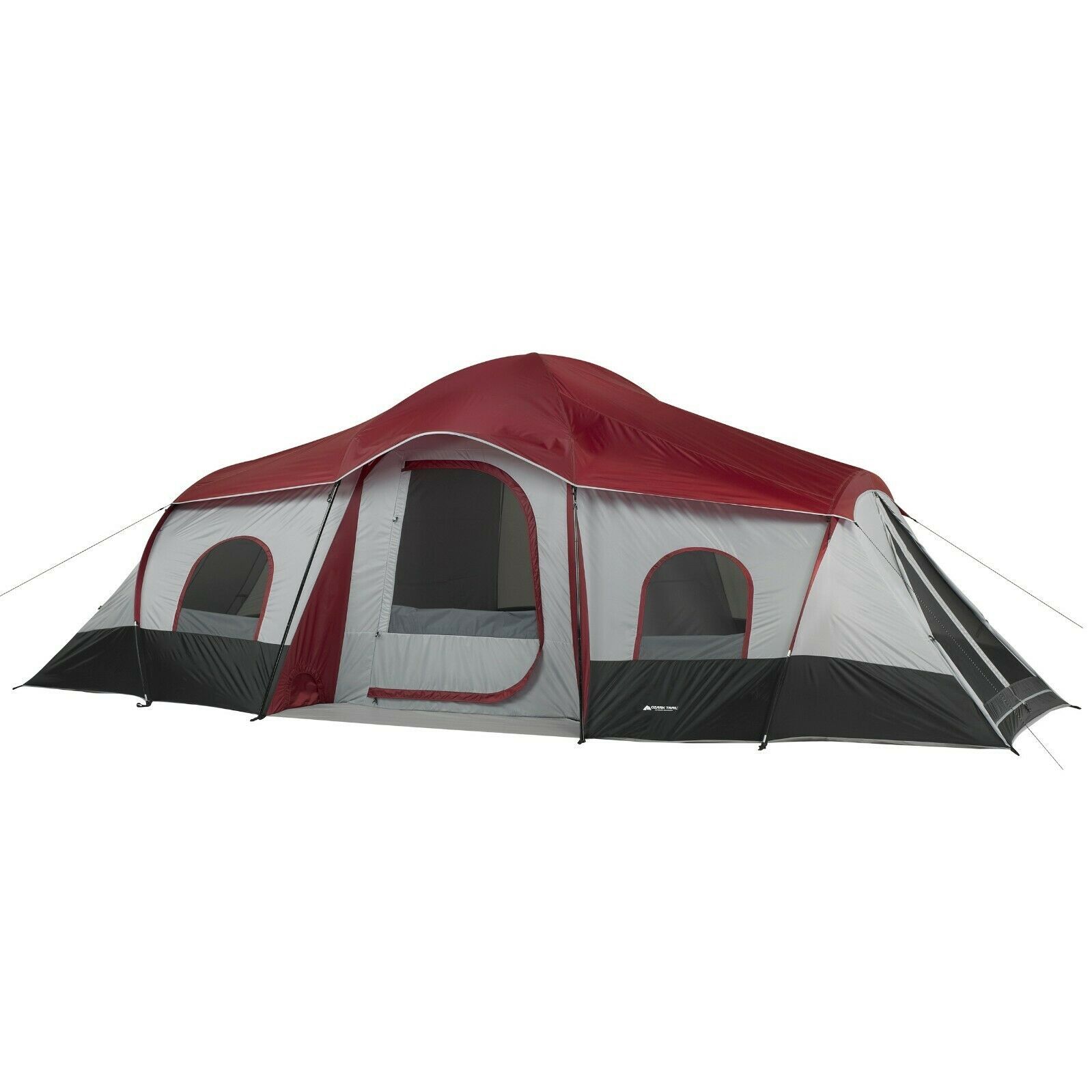 10-Person Cabin Tent with 3-Room and 2 Side Entrances For Outdoor Camping